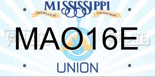 MAO16E Mississippi License Plate