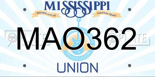 MAO362 Mississippi License Plate
