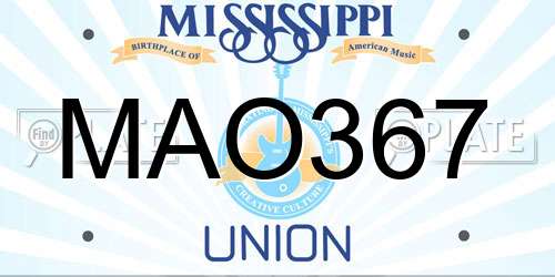 MAO367 Mississippi License Plate