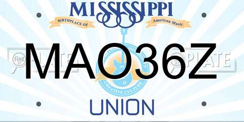 MAO36Z Mississippi License Plate