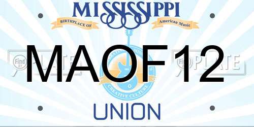 MAOF12 Mississippi License Plate