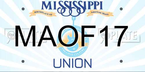 MAOF17 Mississippi License Plate
