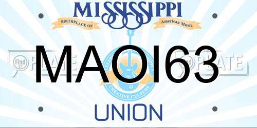 MAOI63 Mississippi License Plate