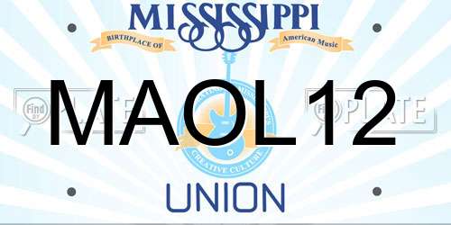MAOL12 Mississippi License Plate