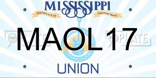 MAOL17 Mississippi License Plate