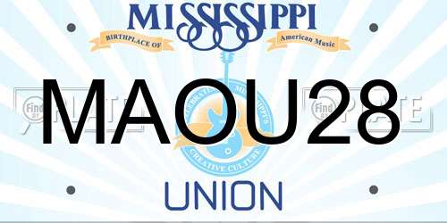 MAOU28 Mississippi License Plate