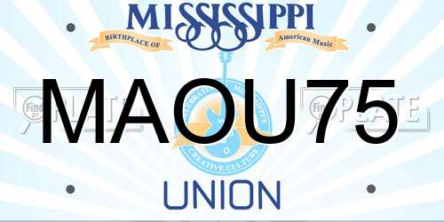 MAOU75 Mississippi License Plate
