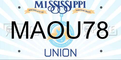 MAOU78 Mississippi License Plate