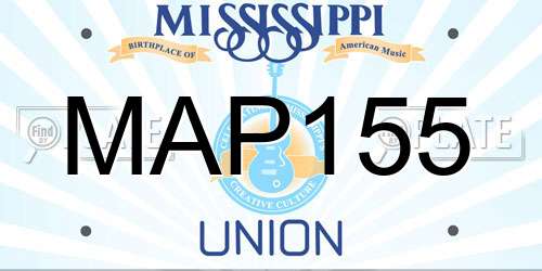 MAP155 Mississippi License Plate