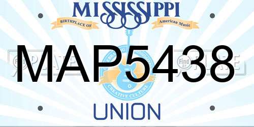 MAP5438 Mississippi License Plate