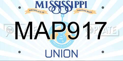 MAP917 Mississippi License Plate