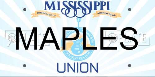 MAPLES Mississippi License Plate