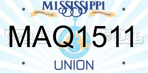 MAQ1511 Mississippi License Plate