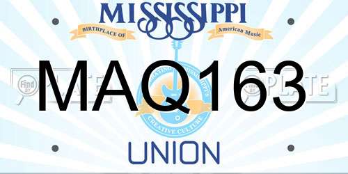 MAQ163 Mississippi License Plate