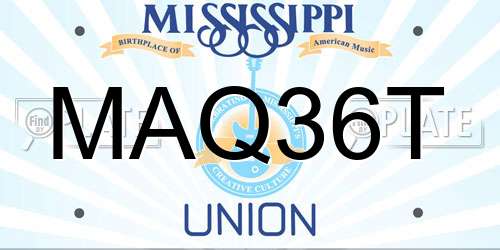 MAQ36T Mississippi License Plate