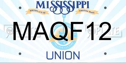 MAQF12 Mississippi License Plate