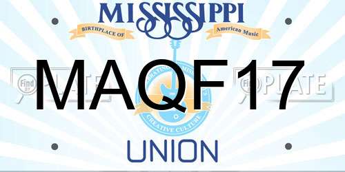 MAQF17 Mississippi License Plate