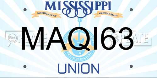 MAQI63 Mississippi License Plate