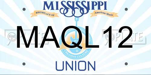 MAQL12 Mississippi License Plate