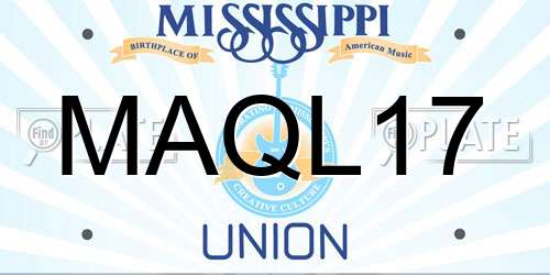 MAQL17 Mississippi License Plate