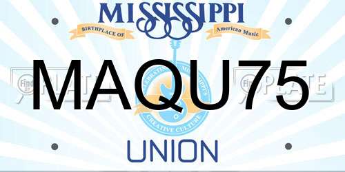 MAQU75 Mississippi License Plate