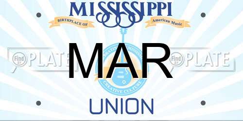 MAR Mississippi License Plate