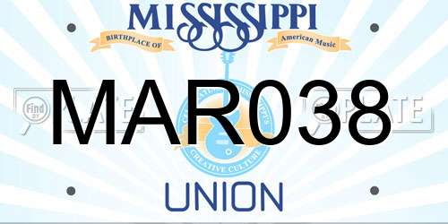 MAR038 Mississippi License Plate