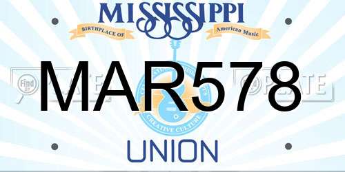 MAR578 Mississippi License Plate