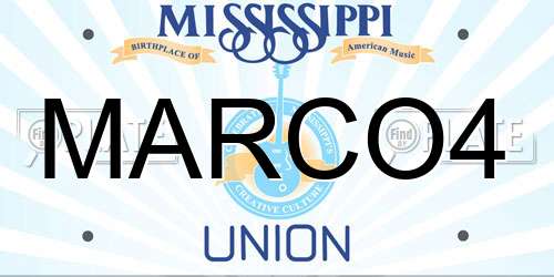 MARCO4 Mississippi License Plate