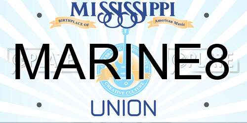 MARINE8 Mississippi License Plate