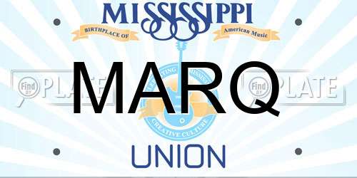 MARQ Mississippi License Plate