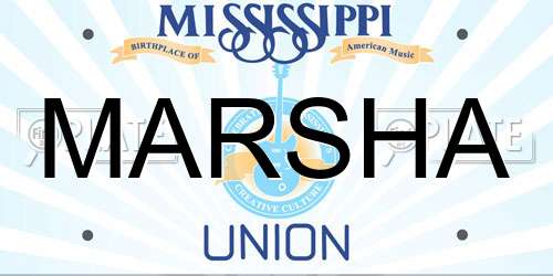 MARSHA Mississippi License Plate