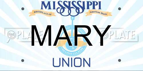 MARY Mississippi License Plate