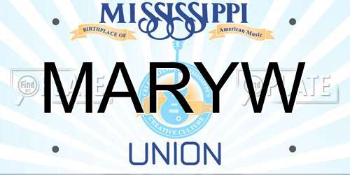 MARYW Mississippi License Plate