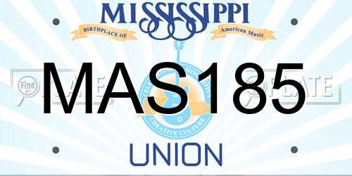 MAS185 Mississippi License Plate