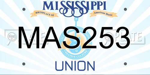 MAS253 Mississippi License Plate
