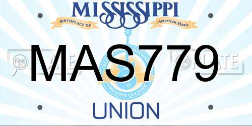 MAS779 Mississippi License Plate