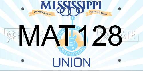 MAT128 Mississippi License Plate