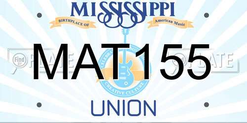 MAT155 Mississippi License Plate