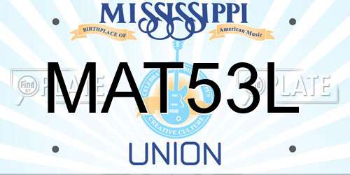 MAT53L Mississippi License Plate