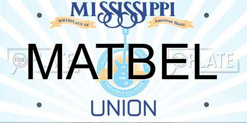 MATBEL Mississippi License Plate