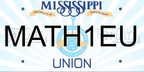 MATH1EU Mississippi License Plate