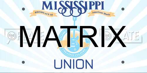 MATRIX Mississippi License Plate