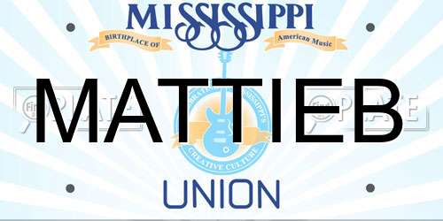 MATTIEB Mississippi License Plate