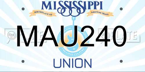 MAU240 Mississippi License Plate