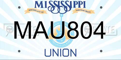 MAU804 Mississippi License Plate