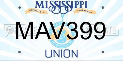 MAV399 Mississippi License Plate