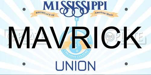 MAVRICK Mississippi License Plate