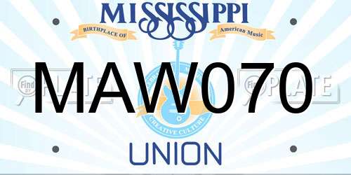 MAW070 Mississippi License Plate