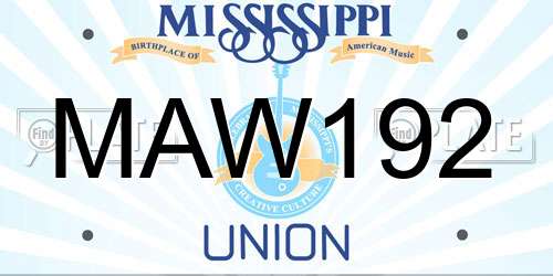 MAW192 Mississippi License Plate